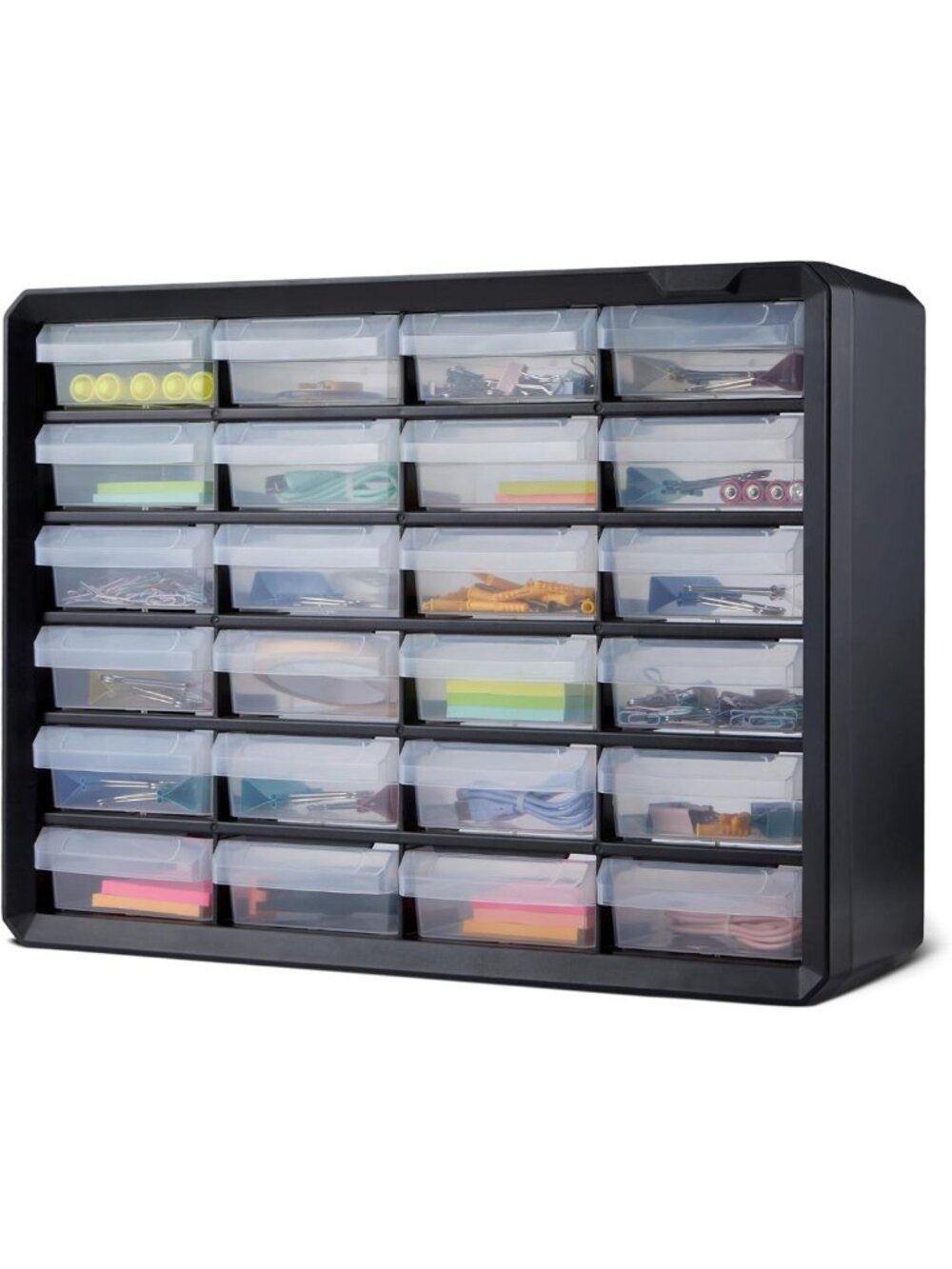 Sturdy 24-Drawer Plastic Storage Organizer with Dividers for Office & Crafts
